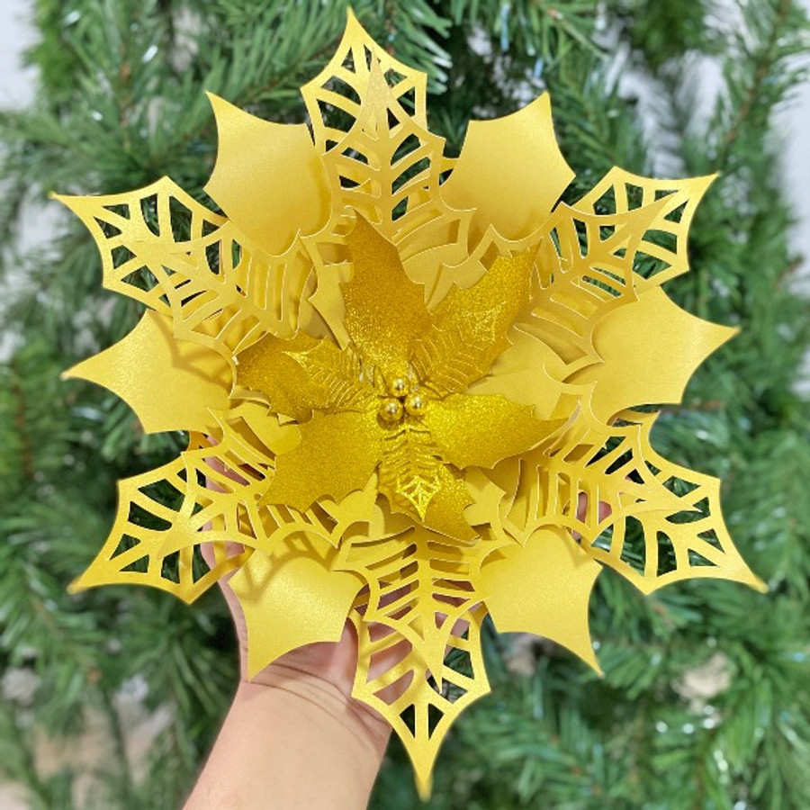 Poinsétia dourada de papel